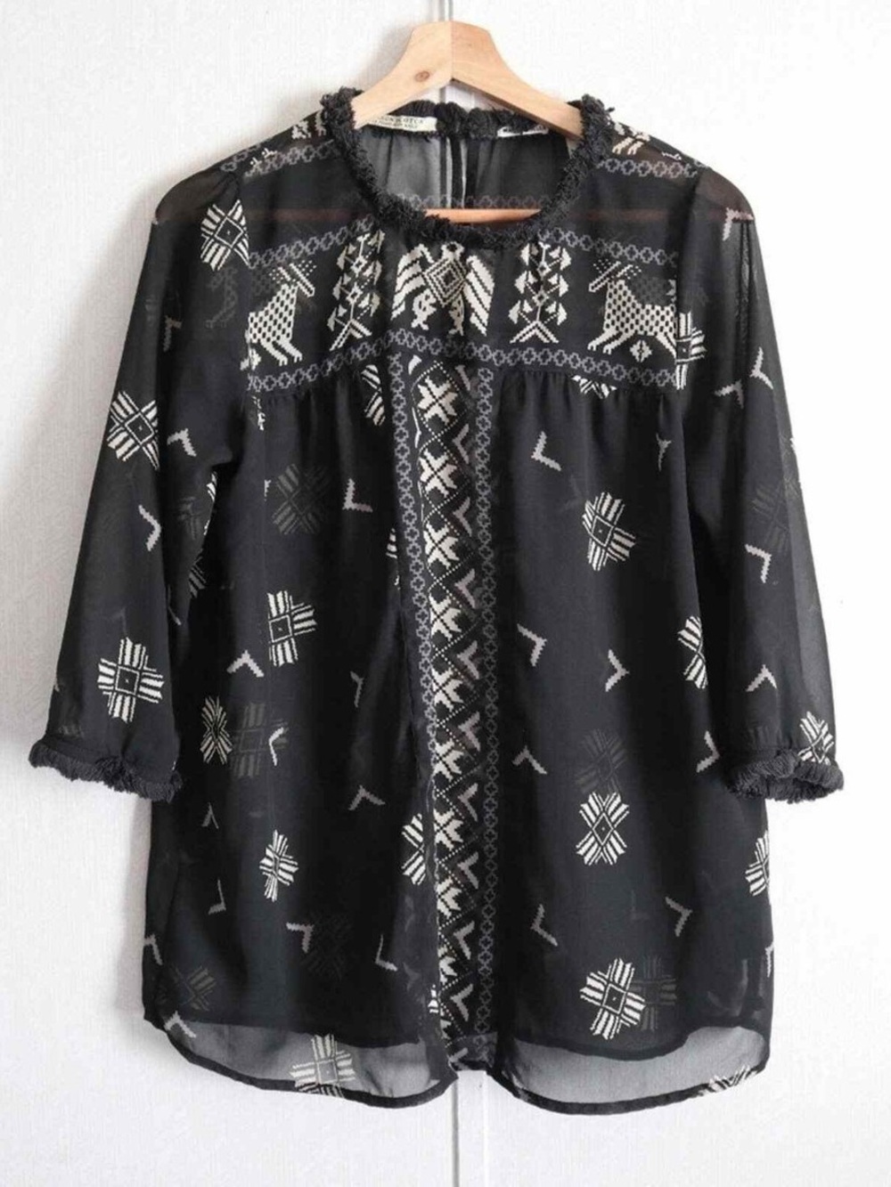 Maison Scotch Mademoiselle Top Blouse Black Aztec